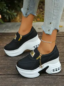 Women's Wedge Platform Sneakers | Removable Butterfly Pendant | Lightweight Non-Slip Slip-On | Petite Friendly Unisex Couple Shoes