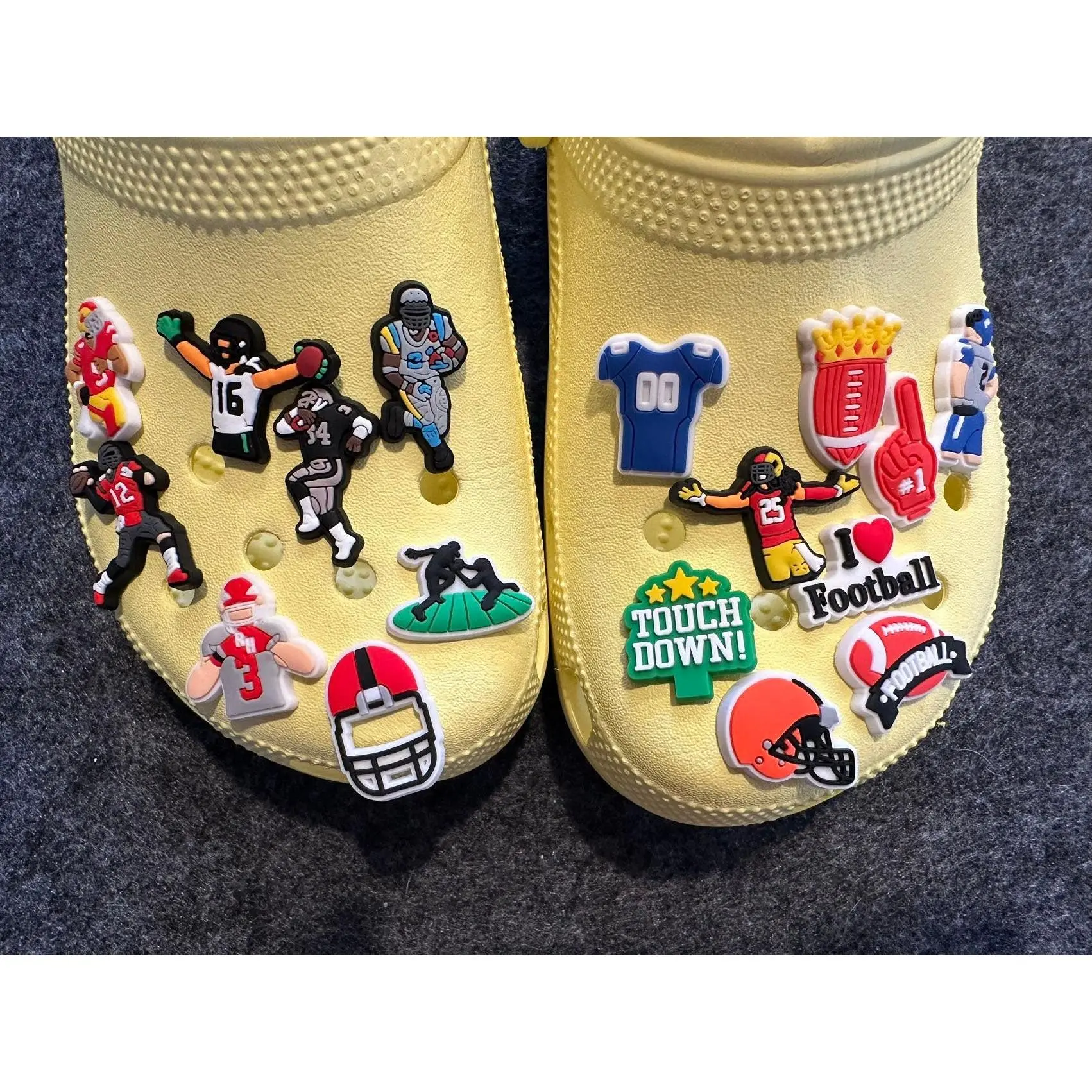 Football Game theme I love foot ball shoe charms Football Game theme I love foot ball shoe charms