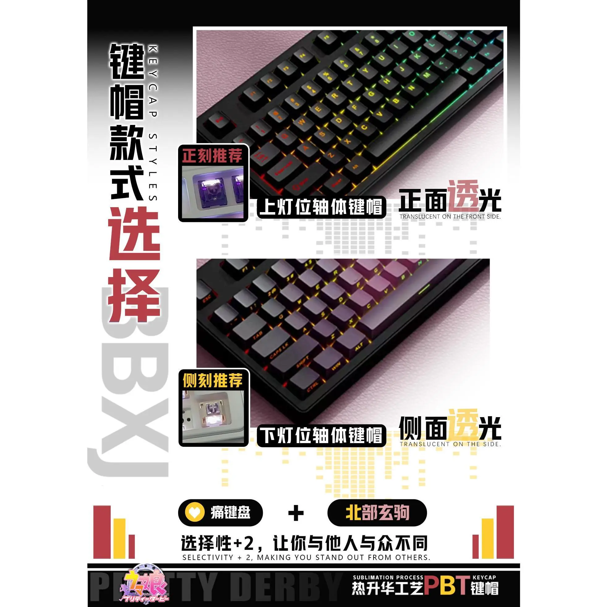 122 Keys Anime Umamusume: Pretty Derby Kitasan Black Computer Keycap Gaming Keyboard Keycaps Game Mechanical Keyboard Keycap