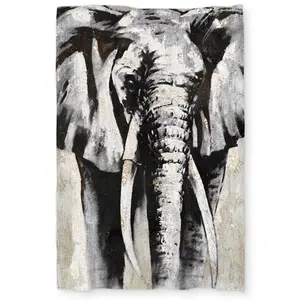 360 Stand Grayscale Elephant Print Microfiber Duvet Cover - Beige Neutral Tone, Animal Motif, Soft Fabric Bedding Linen for Twin Extra Long Size Mattresses, Twin Mattresses, Comfortable Duvet Covers, Graphic Duvet Covers
