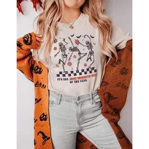 Retro Dancing Skeleton Shirt Skeleton Costume Funny Halloween Shirt Gothic Clothes Fall Clothes Women Spooky Babe Shirt Jack O Lantern Shirt Top Classic Cotton Crewneck Sweatshirt And Funny Hoodie Ladies And Womens