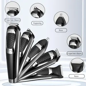 KOMINGDON Professional Hair Styling Kit — Five-in-one electric set including various accessories; suitable for multiple scenarios, designed specifically for men’s personal grooming and family hairstyling; powered by lithium-ion batteries.