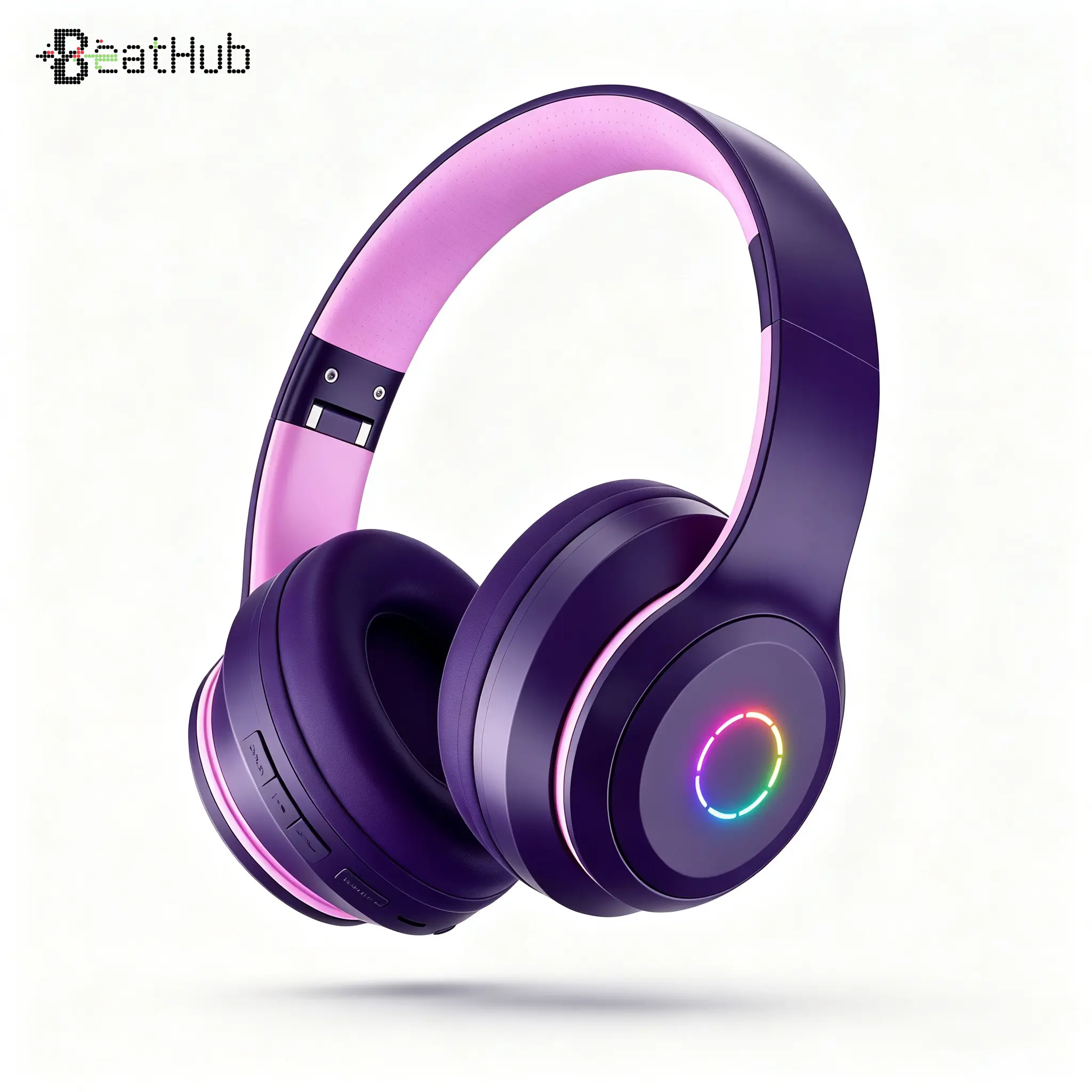 Wireless Bluetooth Over-Ear Headphones - LED Light Up Hybrid Noise Cancelling, Hi-Fi Stereo Deep Bass, 100H Playtime, Foldable Lightweight Soft Earpads, Built-in Mic, FM/SD Card, for Gaming Travel Office Back to School, Compatible with iOS/Android/PC
