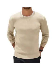 COOFANDY Men's Ribbed Crewneck Sweater Long Sleeve Slim Fit Knitted Pullover Sweater
