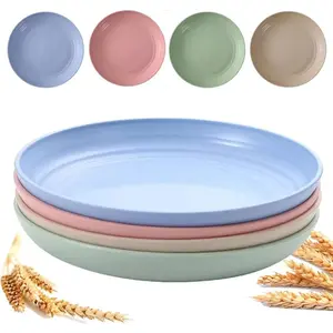 9 Inch Unbreaable Wheat Straw Plates -  Plate Set - Dishwasher & Microwave Safe - Dinner Dishes Lightweight Plates Salad ids Adult Plate for itchen Camping -  (Plate-9in)
