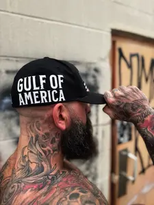 GULF OF AMERICA BLACK FLEXFIT COTTON HAT