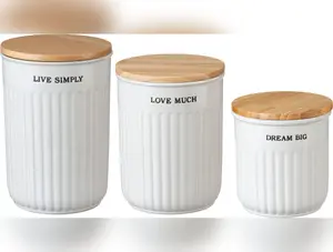 Round White Stoneware Canister Set