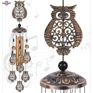 Bronze Owls Wind Chimes - Garden, Home & Patio, Balconies, Room, Indoor, Outdoor Decoration, Owl Windchimes Decor, Large Windchime, Outdoor Wind Catcher, Memorial Wind Bells Gifts for Mom & Women