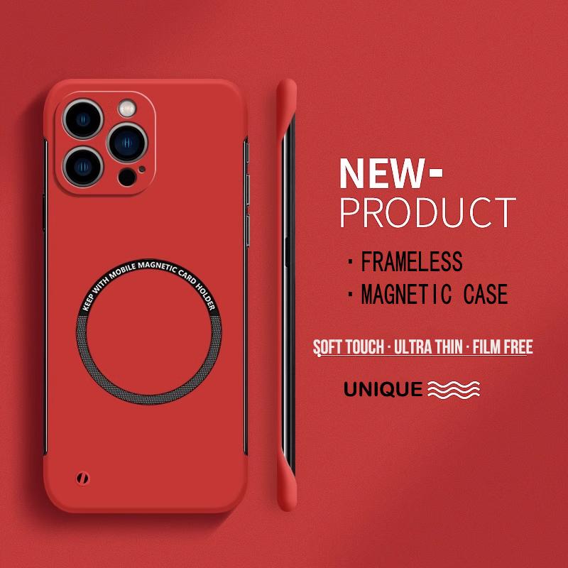 Ultra Thin Hard PC Magnetic Frameless Phone Case For Magsafe iPhone 15 14 Pro Max 13 12 Mini 11 Pro Max Matte Color Solid Cover