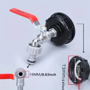 1pc, 1000L IBC Water Tank Adapter Ton Barrel Fittings Faucet S60*6 2.54/5.08cm Metal Tap Pipe Fittings Garden Hose Replacement Tools Connector Water Pipe Quick Connection Garden Hose Connectors
