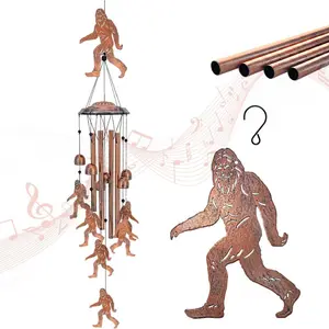 Bigfoot-Themed Copper Wind Chimes For Outdoor Decor - Heavy Duty Metal Wind Chimes With Deep Tones, Weather-Resistant Garden And Patio Wind Chimes For Outside
