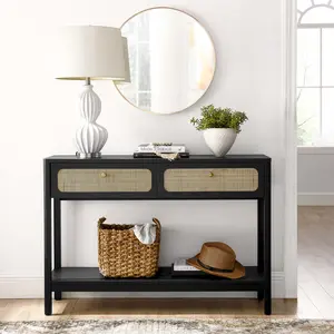 Chaucer Wood Entryway Console Table in Black