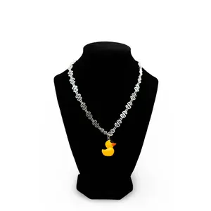 Silver Dollar Duck Necklace - Elegant Design with Silver Finish and Simple Style