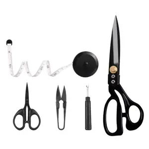 5Pcs Sewing Scissors 9 Inch Fabric Dressmaking Scissors Heavy Duty Shears Sharp Cutting for Crafting, Leather, Dressmaking, Tailoring, Altering(Black) - Home Improvement.