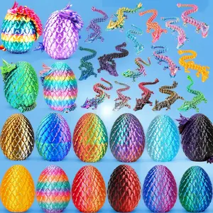 Christmas Stocking Stuffers, Easter Basket Fillers, 16 Pack 3D Printed Dragon Eggs with Articulated Dragon Inside, Mystery Crystal Dragon Egg Toys for Kids & Adults, Flexible Dragon Fidget Toy Bulk
