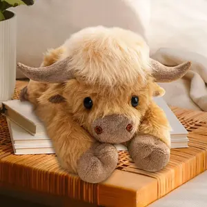 45CM Kawaii Weighted Highland Bull Pillow Plush Toy Soft Stuffed Cow Soft Dolls Animal Toys For Children Pillow Birthday Gifts Heatable