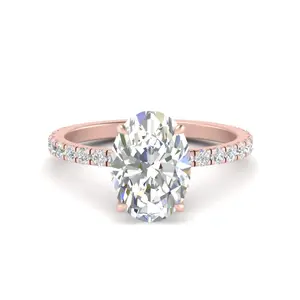 Lab Grown Oval Hidden Halo Engagement Ring