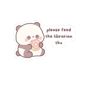 Please Feed the Librarian panda donut sticker | kiss-cut vinyl