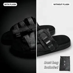 Light Up Reflective Slides |   3M High Reflective, Adjustable Strap, Arch Support, Non-Slip Sole, Fit Wide & Narrow Feet, Summer Casual Slippers Footwear