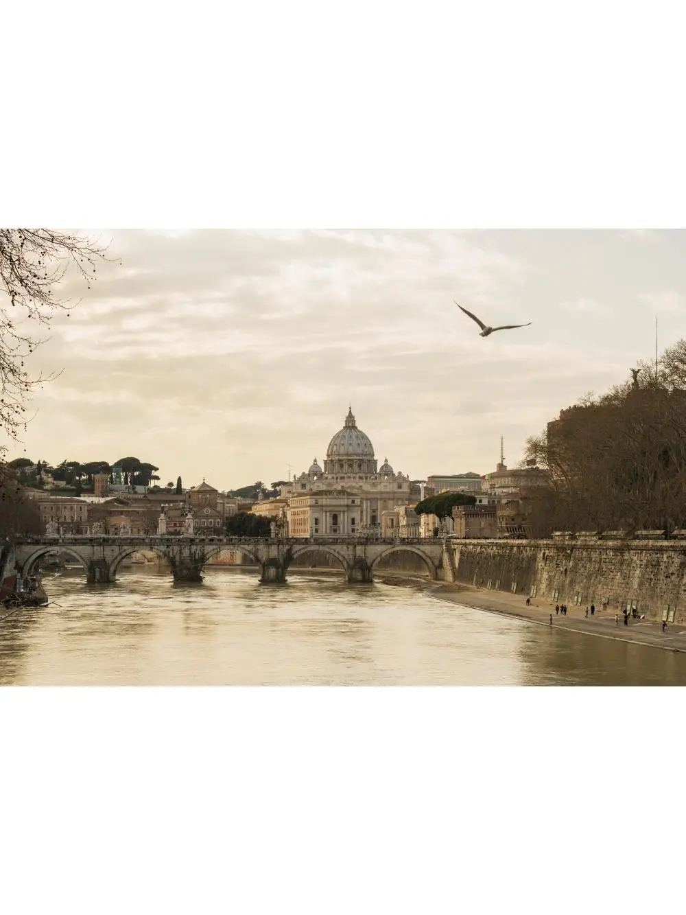Posterazzi DPI12252738 St. Peters Basilica & River Tiber Rome Landmark Printed Paper Wall Poster Photo - 18x12 in - Home Decoration, Gift Idea for Home Supplies Enthusiasts
