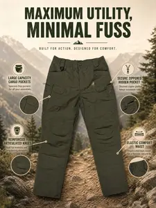 Spring Summer Fall Outdoor Multi-Pocket Tactical Cargo Pants, Durable Quick-Dry Fabric, Comfortable Casual, Ideal for Hiking and Camping