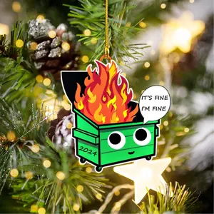 Dumpster Fire Ornament - Perfect Gift for Coworkers And Holiday Cheer, Gift for Friends, Christmas Ornament 2024