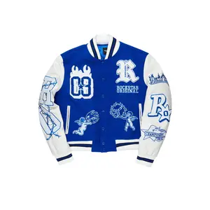 Sharray Royal Blue Oversized Varsity Jacket