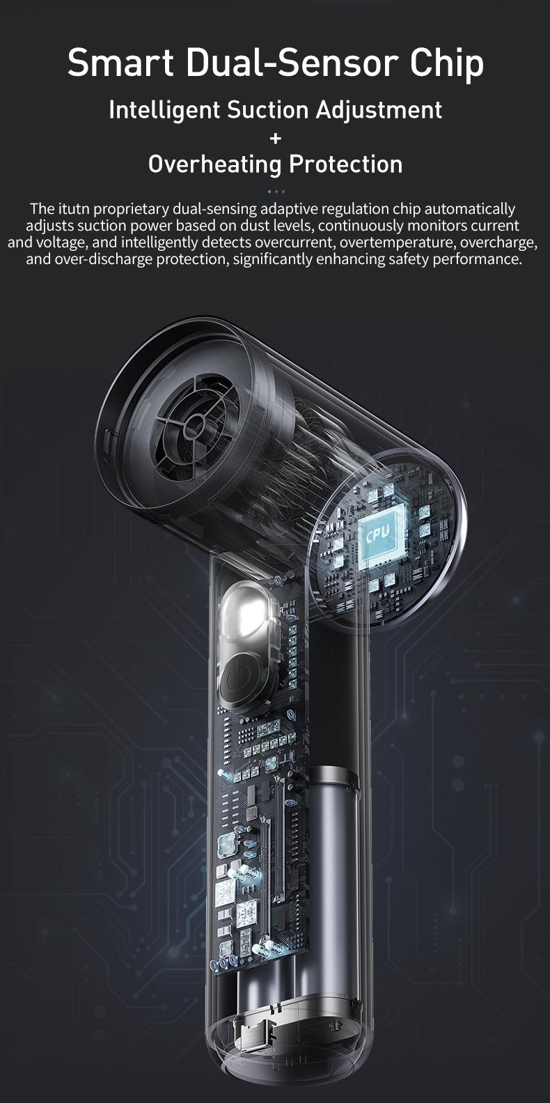 itutn car vacuum/blower M8, 5-in-1 Mini Vacuum Cleaner Cordless & Air Duster ,22000Pa Powerful Suction, Handheld Portable Vacuum For Car, Home, PC, Keyboard, Desk, Pet Hair Cleaning