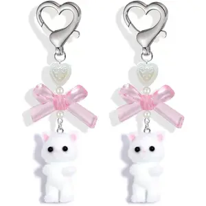 Cute Cat Keychain, Fuzzy Kitty Cat Decor Purse Handbag Charm Accessories for Women(2Packs)