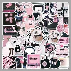 Black Pink Girl Y2k Stickers Fashion Ins Ballet Coquette Aesthetic Sticker Packs Yandere Decal Waterproof Vinyl for Laptop Book Readers Water Bottles Journal Scrapbook Journal 50Pcs Crafting Kit Crafts tiktokshopcreatorpicks