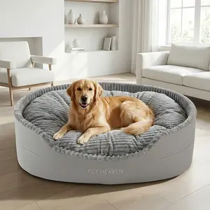 Pet Heaven Large Dog Bed High-Quality Egg Grid Foam Non-Slip Base Easy Clean Bedspread Oversized Sofa with High Back & Detachable Cushion Gray Color Washable Thick Dog Bed for All Seasons xl size cozy lesure accesorios paramascotas pals cheer