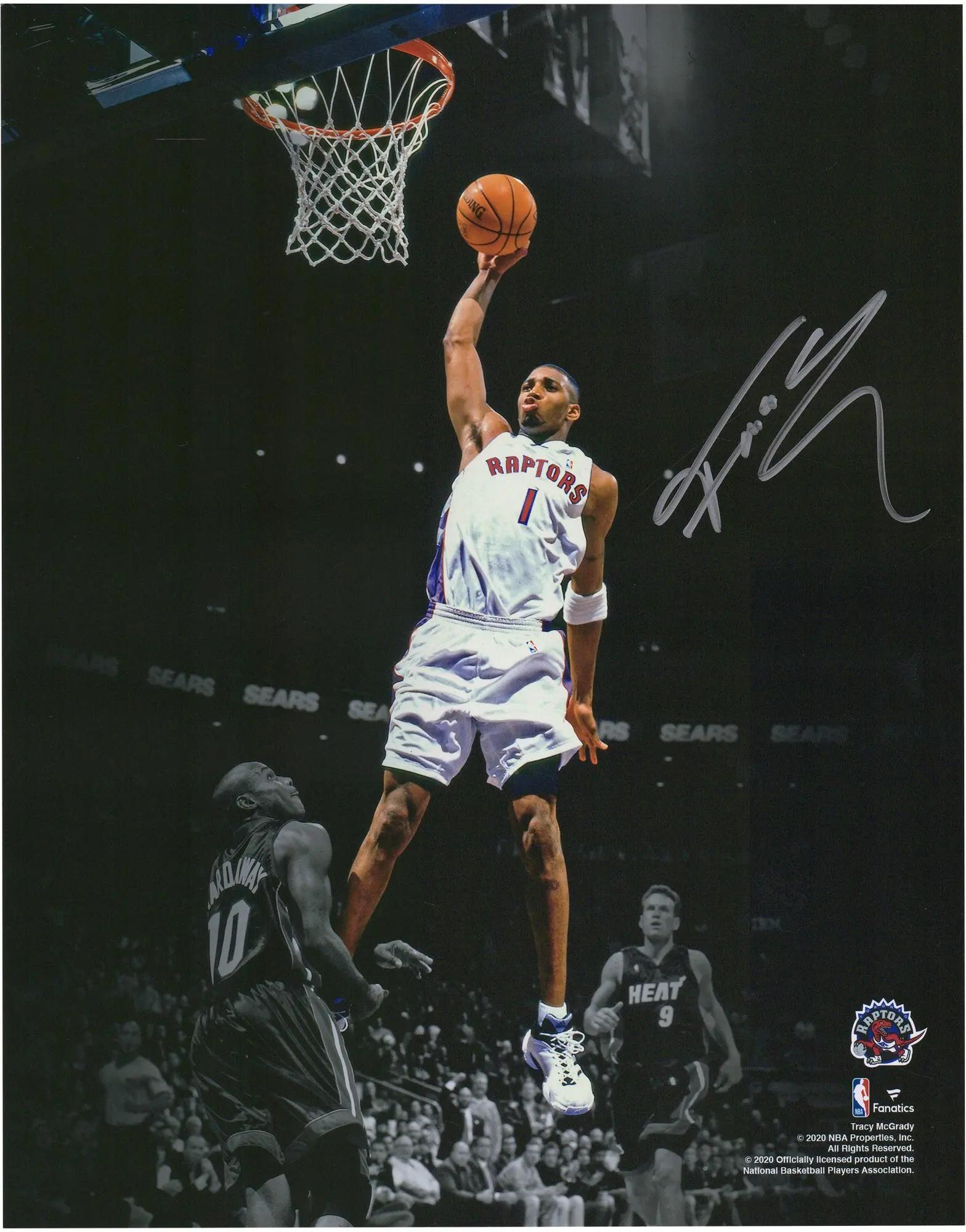 Tracy McGrady Toronto Raptors Autographed 11" x 14" Spotlight Dunk vs. Miami Heat Photograph - Fanatics Authentic Certified