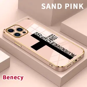 Electroplated Phone Case for iPhone 15 Pro Max 16 14 Plus 13 12 11 X XS Max XR Trendy Letter Cross Soft TPU Silicone Dirt-proof Easy to Clean Soft Cover Gift