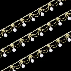 1 Yard  Tassel Rhinestone Fringe Trim Rhinestone  Tassel Chain   Tassel Fringe Trim for Sewing Crafts Wedding Dress Clothing Accessories DIY Decoration Golden