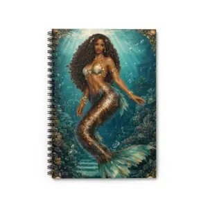 Brown Curly Haired Mermaid Notebook