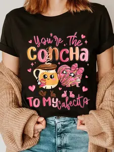 100% Cotton You Are The Concha To My Cafecito Funny Mexican Valentines T-Shirt