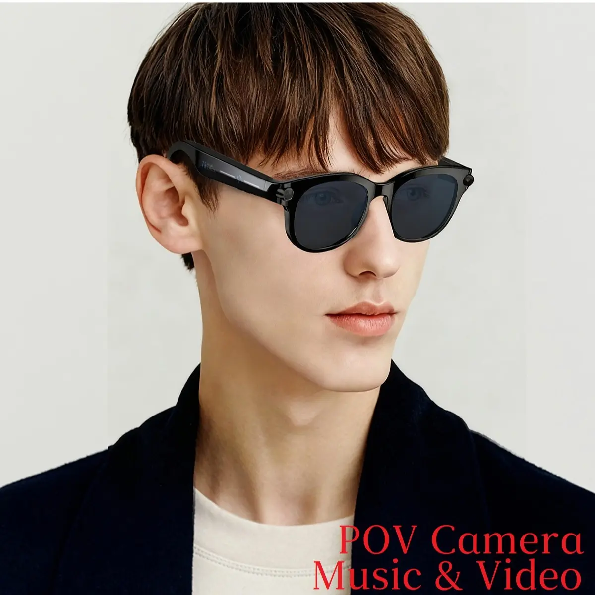 MOKAAMONI Smart Camera Glasses, HD Video & Bluetooth Music Sunglasses, Hands-Free Vlogging Eyewear for Cycling, Fishing, Hiking (Included Earphones)