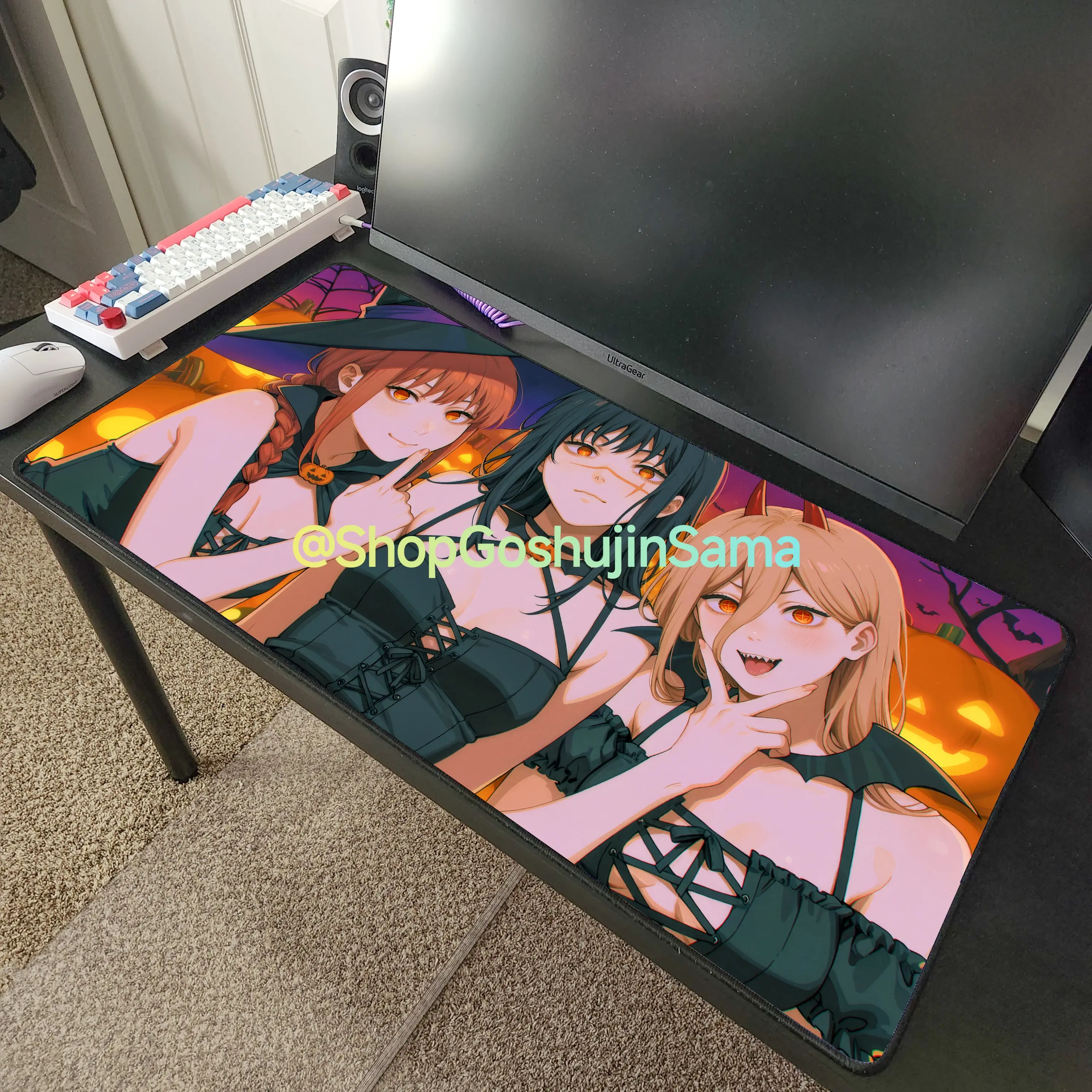 Makima Yoru Power from Chainsaw Man Anime Desk Mat Mousepad 32" x 16"