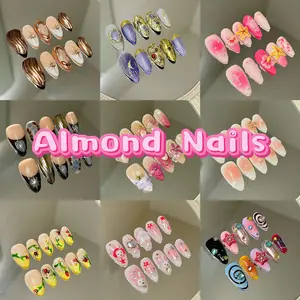 Liliana Nails Reusable 10pc Almond Acrylic Handmade Press on Nails/ Fake Nails/ False Nails nail short art elegant press-on natural fit
