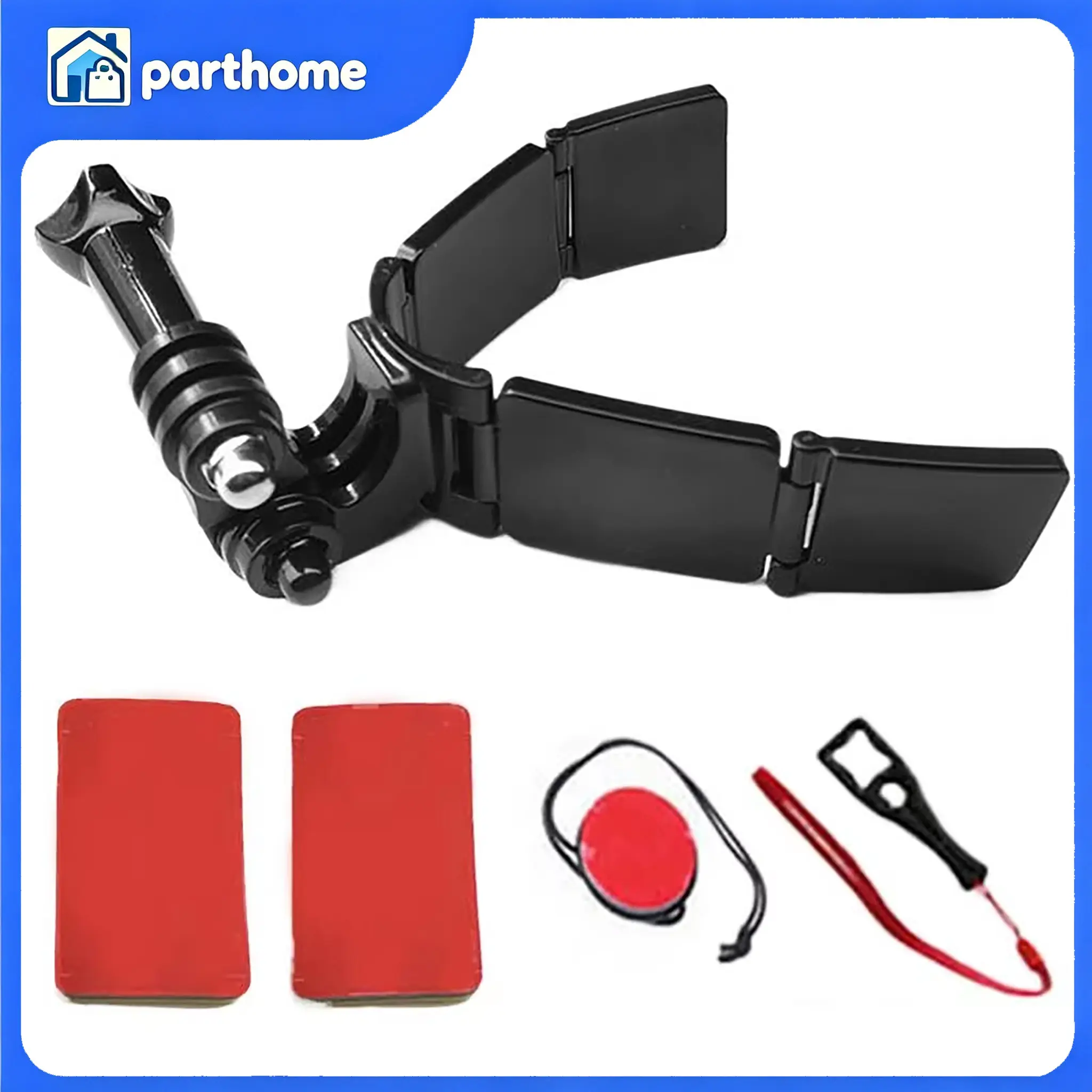 Snap-On Black ABS Helmet Chin Camera Mount Wearable Shooting Bracket Photography Accessory for GoPro Hero Action Cameras Motorcycle Cycling Outdoor Recording Stable Installation Camera Fixing Stand