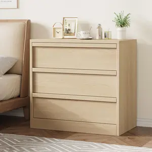 OP-Modern 4-Drawer Storage Dresser – Compact Wooden Chest for Dining Room or Bedroom, Vertical Organizer in White or Natural Oak Finish