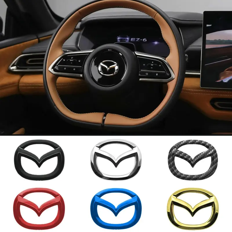 Car Front Grille Steering Wheel Logo Badge Sticker Decoration Accessories For Mazda 2 3 6 5 Demio CX3 CX4 CX5 CX-4 CX-5 CX7 CX30 MX3 MX5 MS Speed Axela Atenza