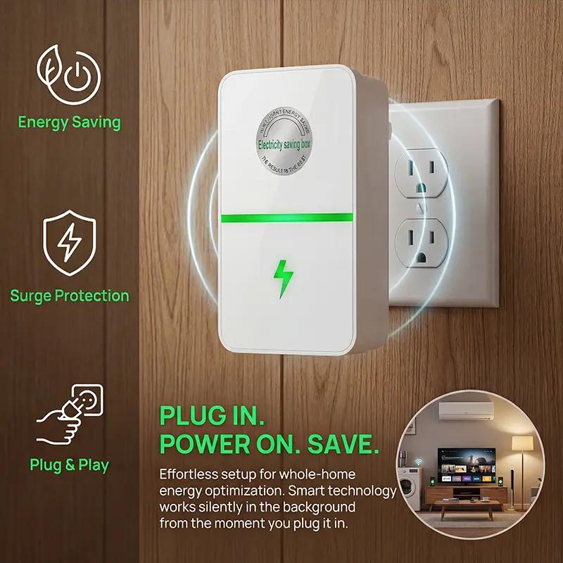 Plug-In Power Box with US Plug 2026 Updated Design Compatible with 90–250V Input Range