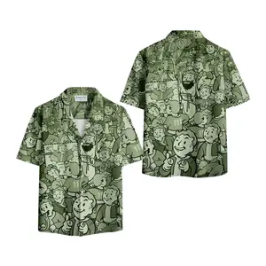 Vault Boy Green Hawaiian T-Shirt, Short Sleeve Aloha Shirt, Video Game Fan Summer Top, Gift for Men Women, Holiday Party Tee