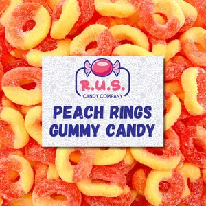 Peach Ring Gummies 8oz Bag – Fruity, Soft & Chewy Gummy Candy – Perfect for Snacking, Parties & Candy Buffets – RUS Candy Company (1 Pack)