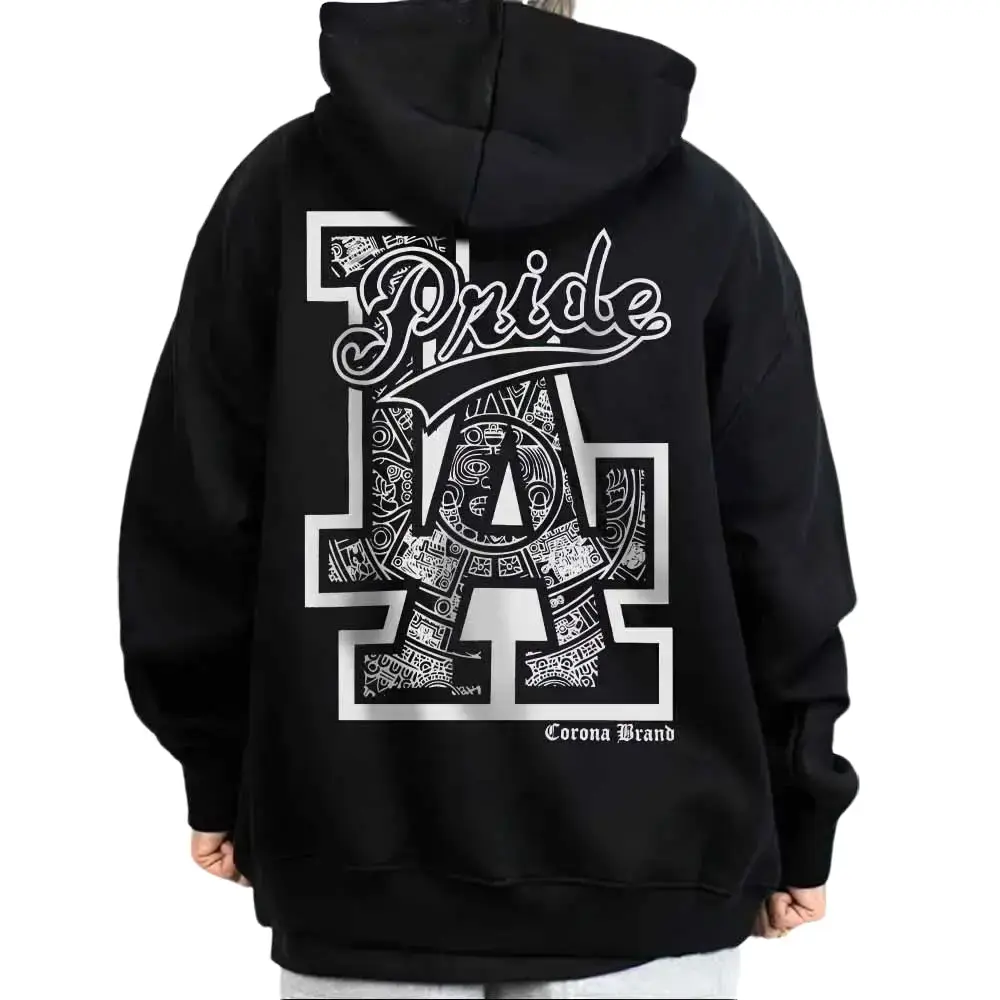 Men's Graphic Streetwear Hoodie - Menswear Long-Sleeves Loose Oversized Casual Pullover, Chicano Style Cotton Blend Fabric Sweatshirt