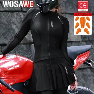 WOSAWE Cool Women's Riding Set Spring Summer Cycling Clothing Breathable Motorcycle Soft Protective Gear Casual Jacket Top Skirt Pants