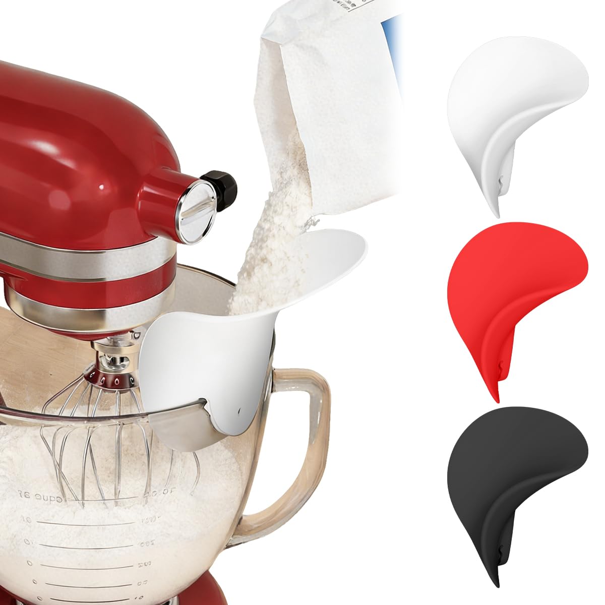 Flour Funnel for Tilt-Head Stand Mixers, Easy-Pour Flour Funnel for 4.5–5 Qt Bowls, Dishwasher-Safe Baking Accessory for Dry and Wet Ingredients