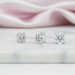 0.5 Ct Round Lab Grown Diamond Option Stud Earrings in 14k White Gold