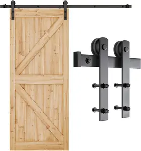 6.6FT Barn Door Hardware kit, Barn Door Track, Sliding Door Hardware kit, Smoothly and Quietly -Heavy Duty Sturdy -Easy to Install, Fit 36"-40" Wide Panel (I Shape Hanger)